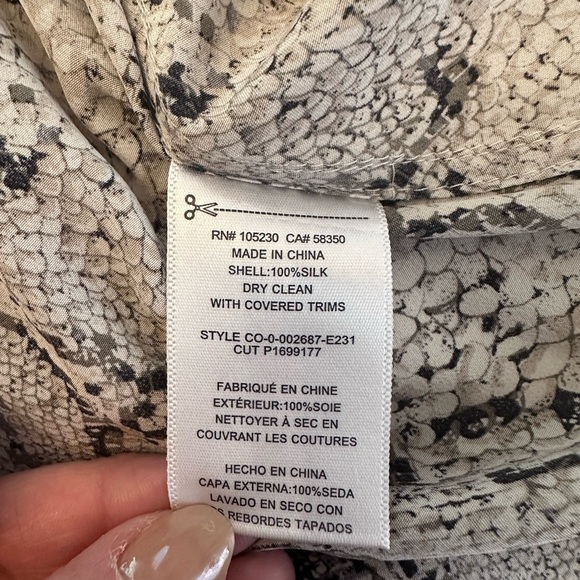 100% Silk Python Print Blouse - Picture 5 of 5